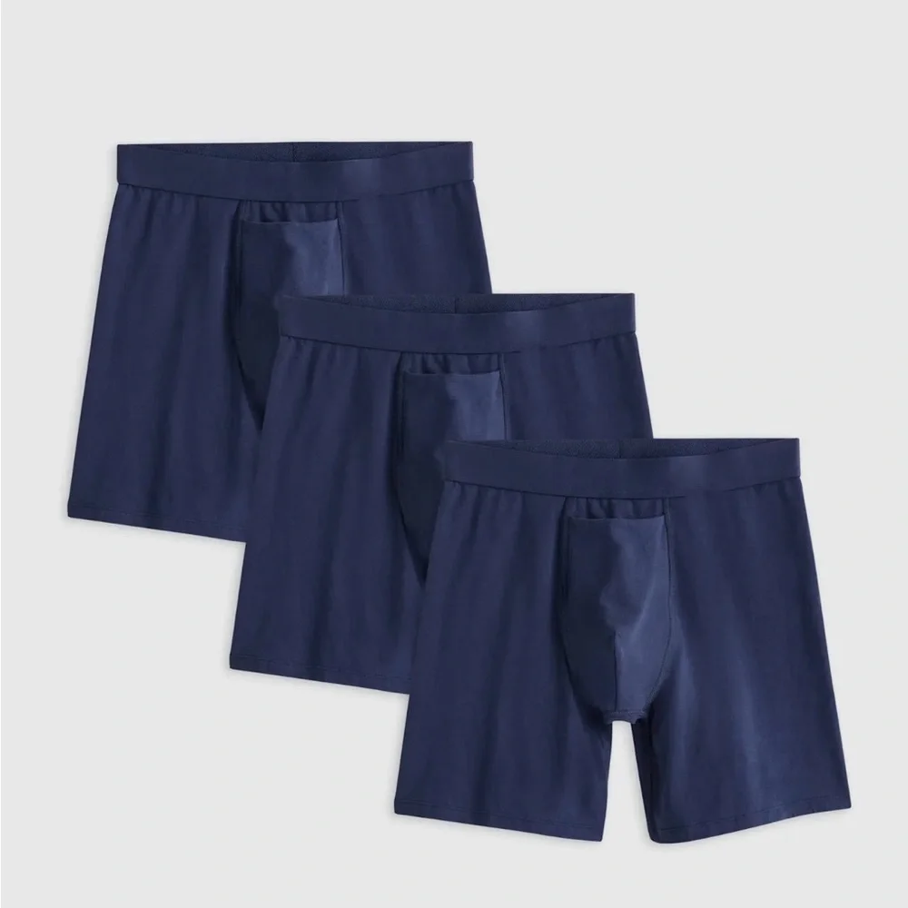 Quince Organic Cotton 6” Boxer Briefs for Men Navy Size X-Large y768 Pack of 3